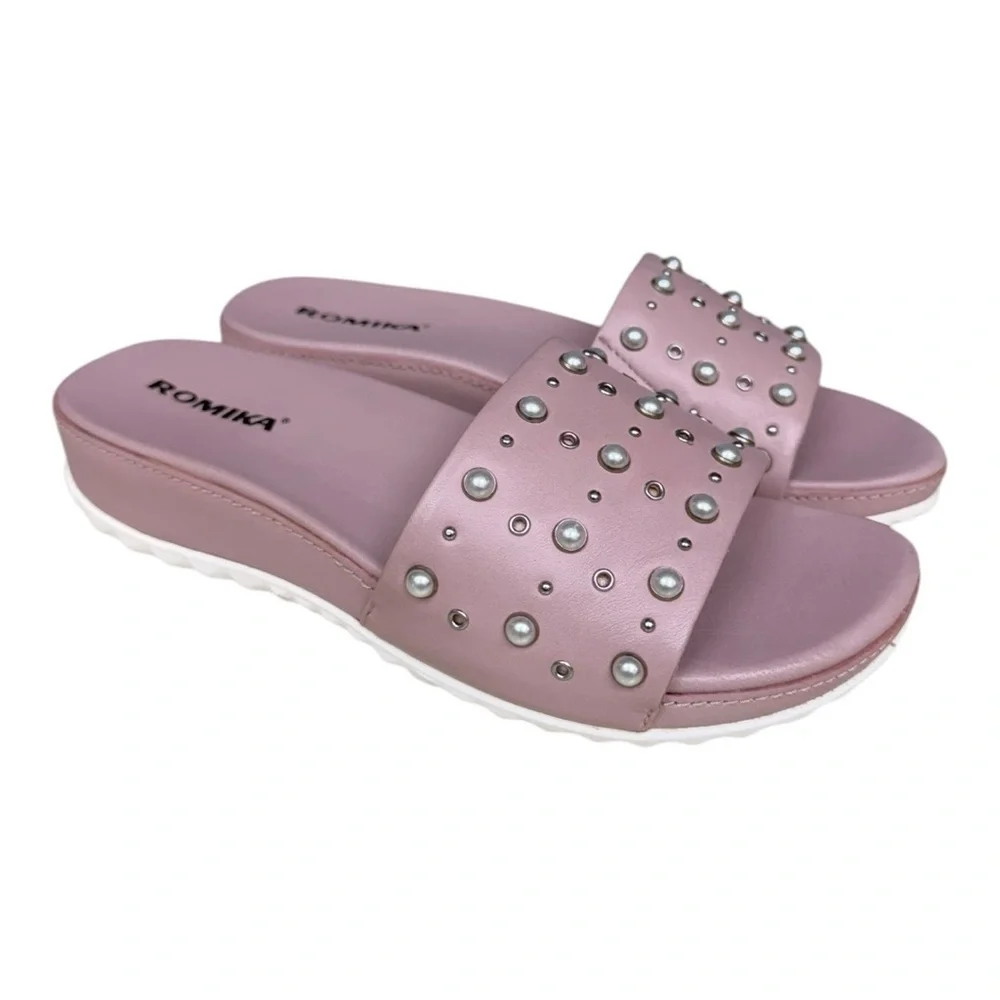 Romika Josef Seibel Florenz Studded Sandals Pink Pearl Slide EU 37/ 6.5-7.0 - Picture 12 of 12